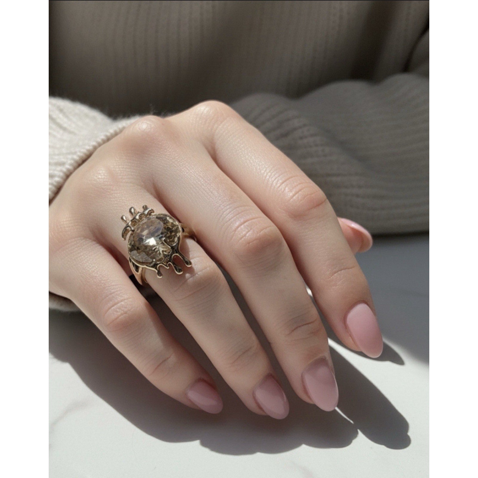 Swarovski Gild Plated rings for women gold plated Suze 7.25 Adjustable