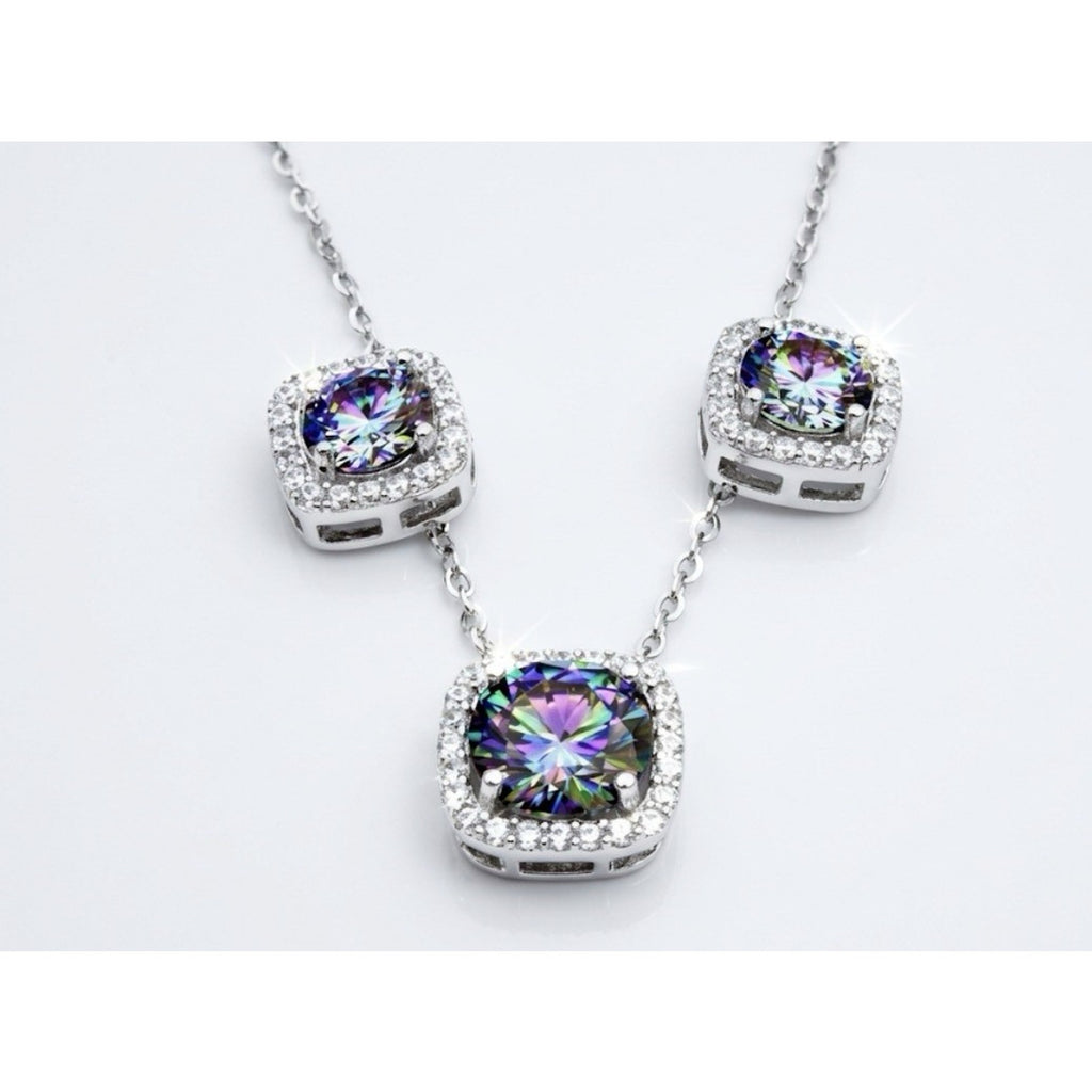 Stunning 1.5ctw Rainbow Certified Moissanite & 925 Sterling Silver Jewelry Set