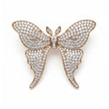 Elegant Gold Plated Butterfly Brooch Pin for Women White Crystals