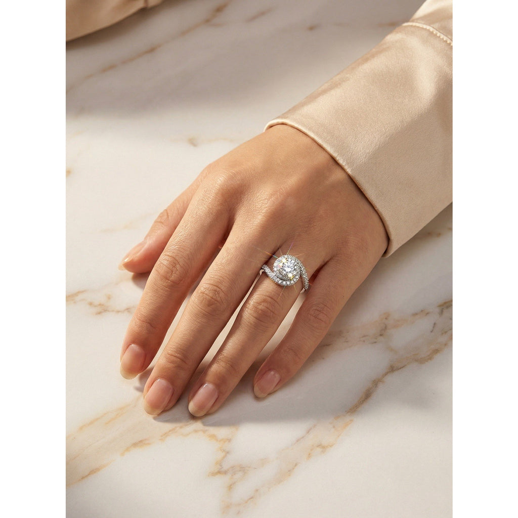 Stunning Moissanite Engagement Ring 925 Sterling Silver 1.00CTW Adjustable size