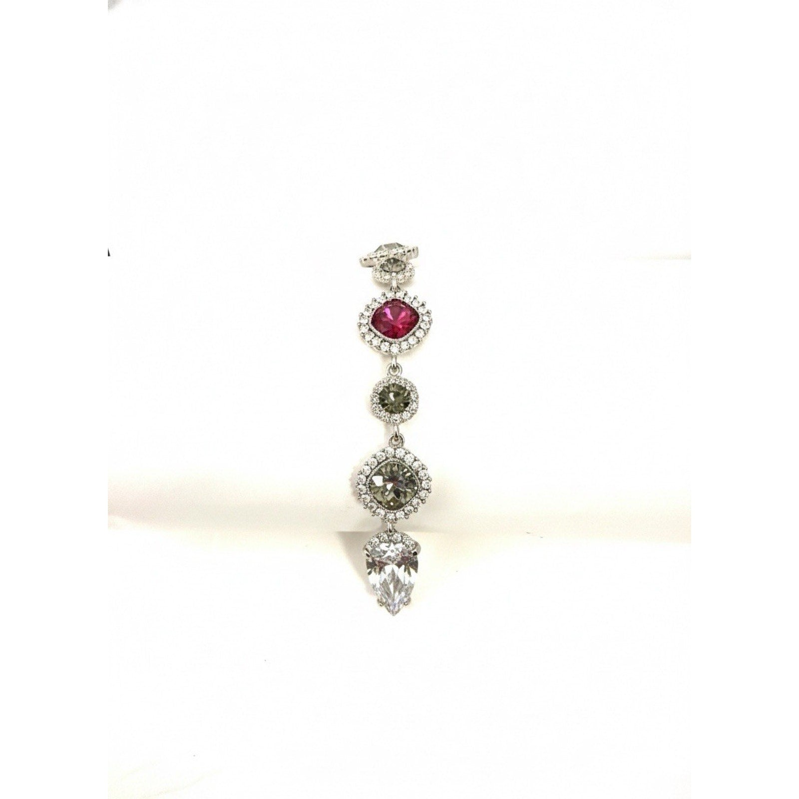 Women’s Silverstone Cubic Zirconia and Red Multicolored Gemstone Bracelet