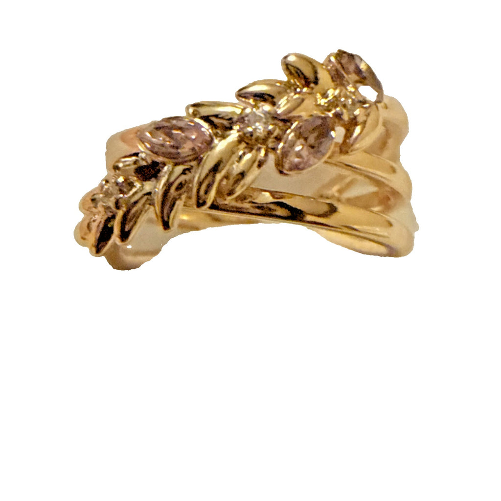 Gold Plated Swarowski Braided Ring for Women Open Size Expandable Adjustable