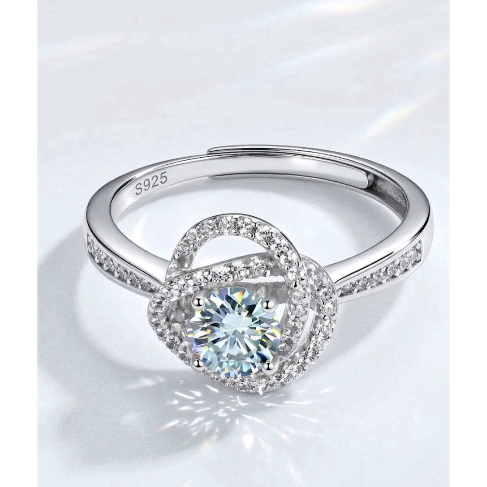 Stunning Moissanite 0.5ctw S925S Silver "Love Knot" Engagement Ring One size
