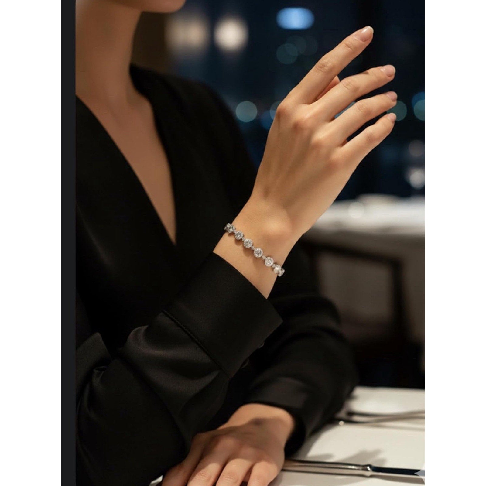 Moissanite Star Flower Women Bracelet Adjustable 925S Silver