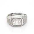 Stunning 3.00ct EmeraldCut Moissanite Men Signet Ring 925 SterlingSilver OneSize