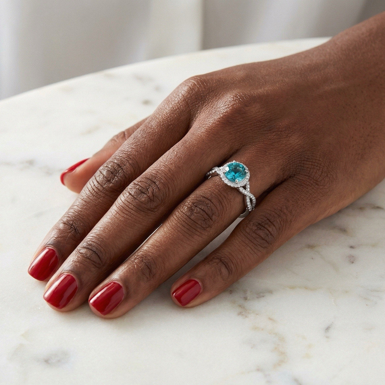 Exquisite 0.5ct Mystic Moissanite Halo Statement Ring DColor VVS1 AdjustableSize