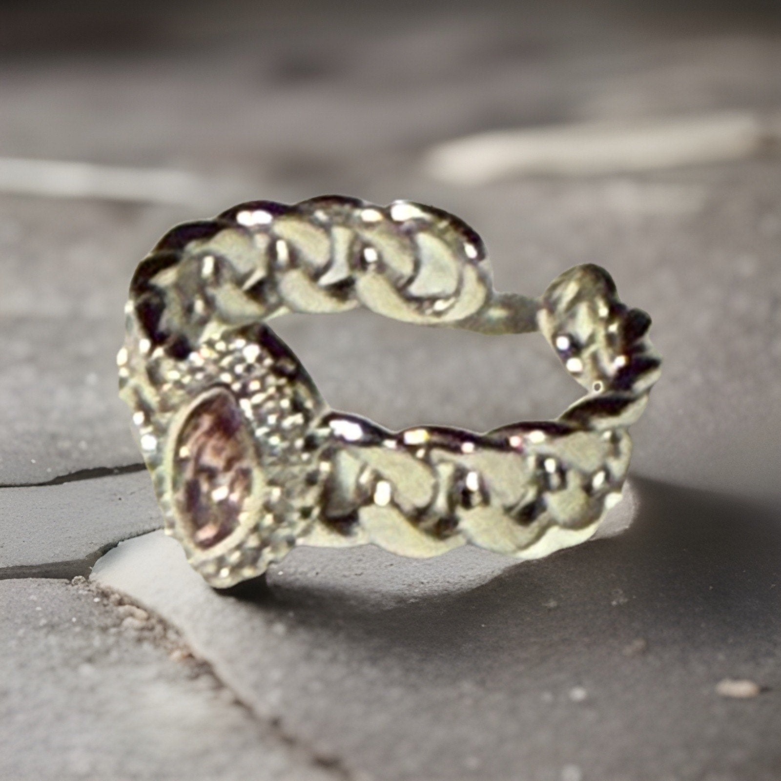 Silvertone Swarovski Pink Stone Ring for Ladies Size New In Box with Tags