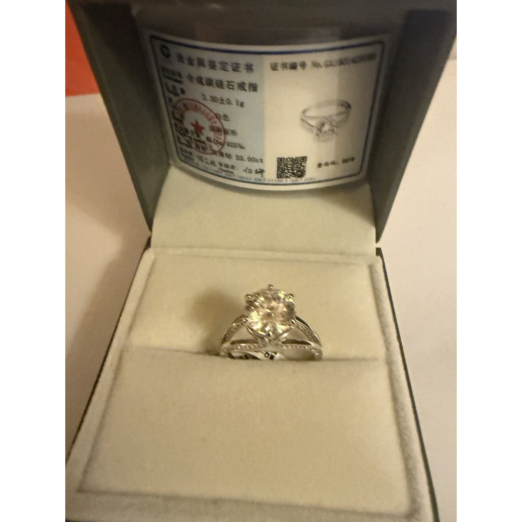 Stunning 3.00ct Moissanite Brilliant Round Cut Solitaire Ring 925SterlingSilver