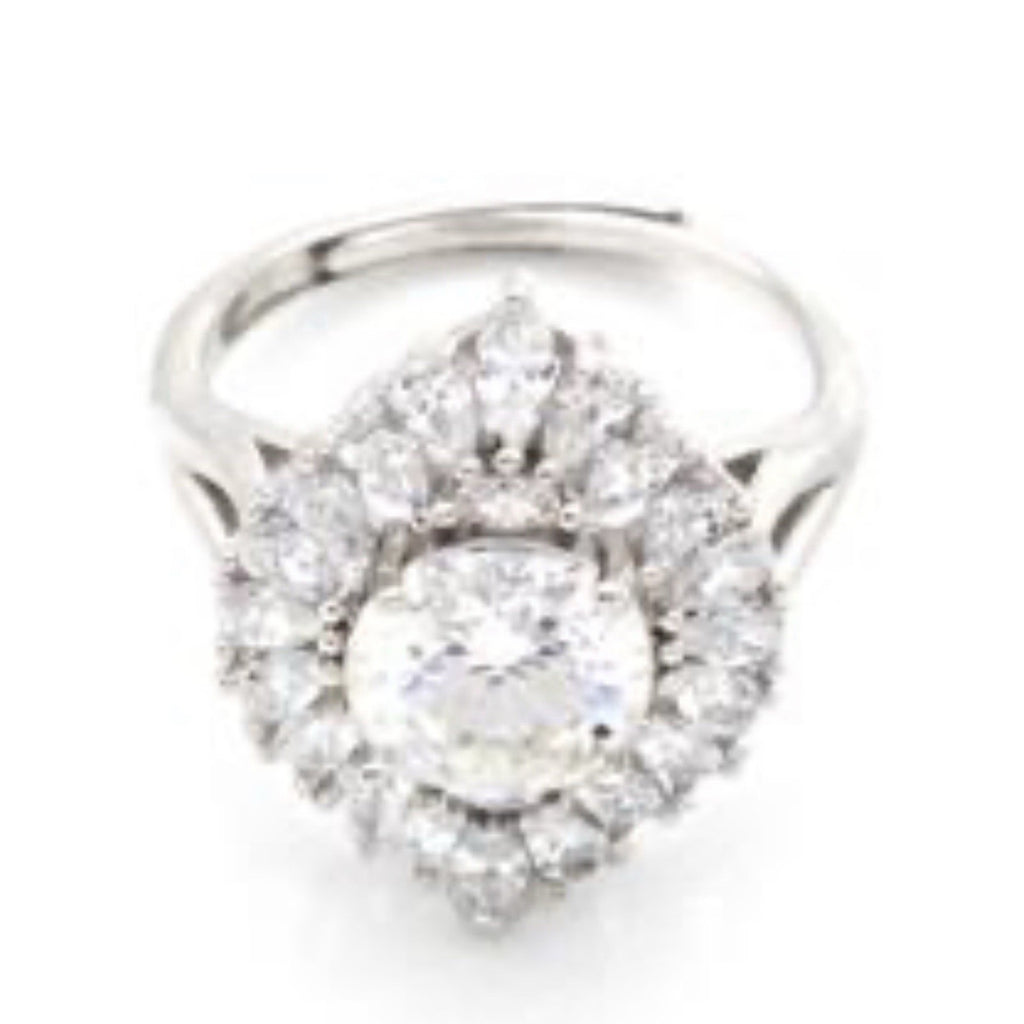 Exquisite Moissanite 925S Silver HaloRing AdjustableSize 1CT