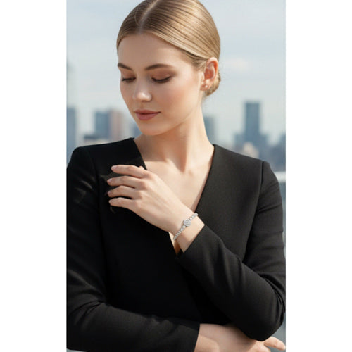 Certified Bracelet Round Cut Real Moissanite Diamond 925 Sterling Silver