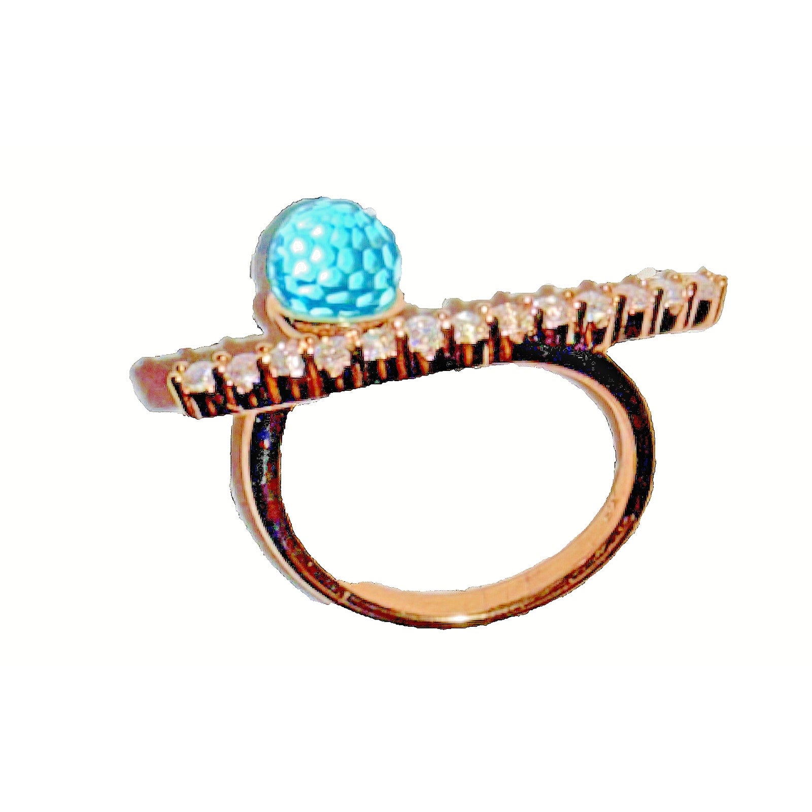 Swarovski Aurora Borealis Pearl Shaped Stone Goldstone Adjustable ring Size 6