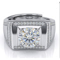 Stunning 3.00ct Solitaire Moissanite Men Signet Ring 925 SterlingSilver OneSize