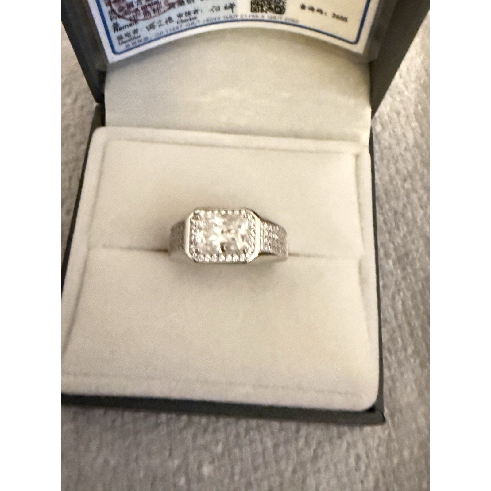 Stunning 3.00ct EmeraldCut Moissanite Men Signet Ring 925 SterlingSilver OneSize