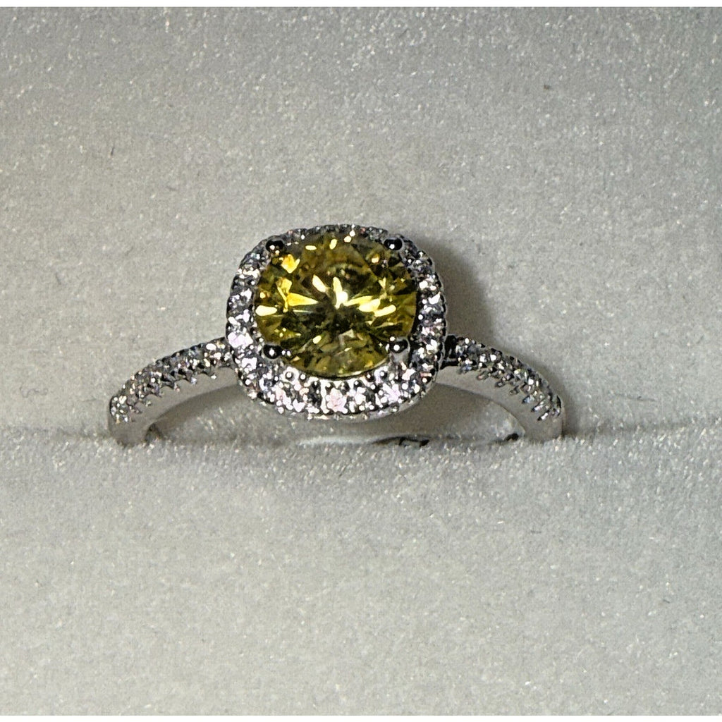 Elegant 1ct Yellow Moissanite Ring Brilliant Square Cut Adjustable 925 Silver