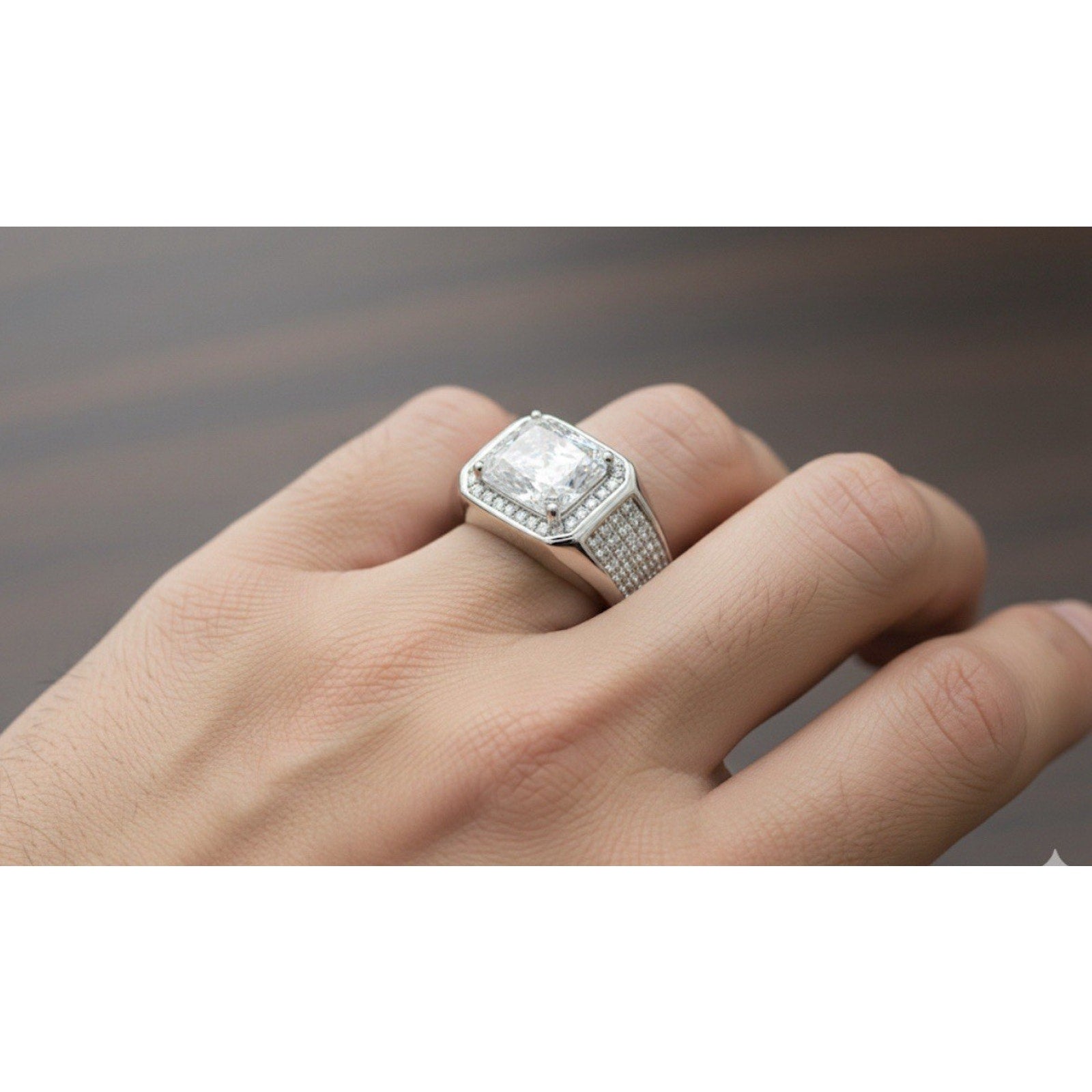 Men's Moissanite VVS1 Certified Ring 925 Sterling Silver Ring for Gift Men