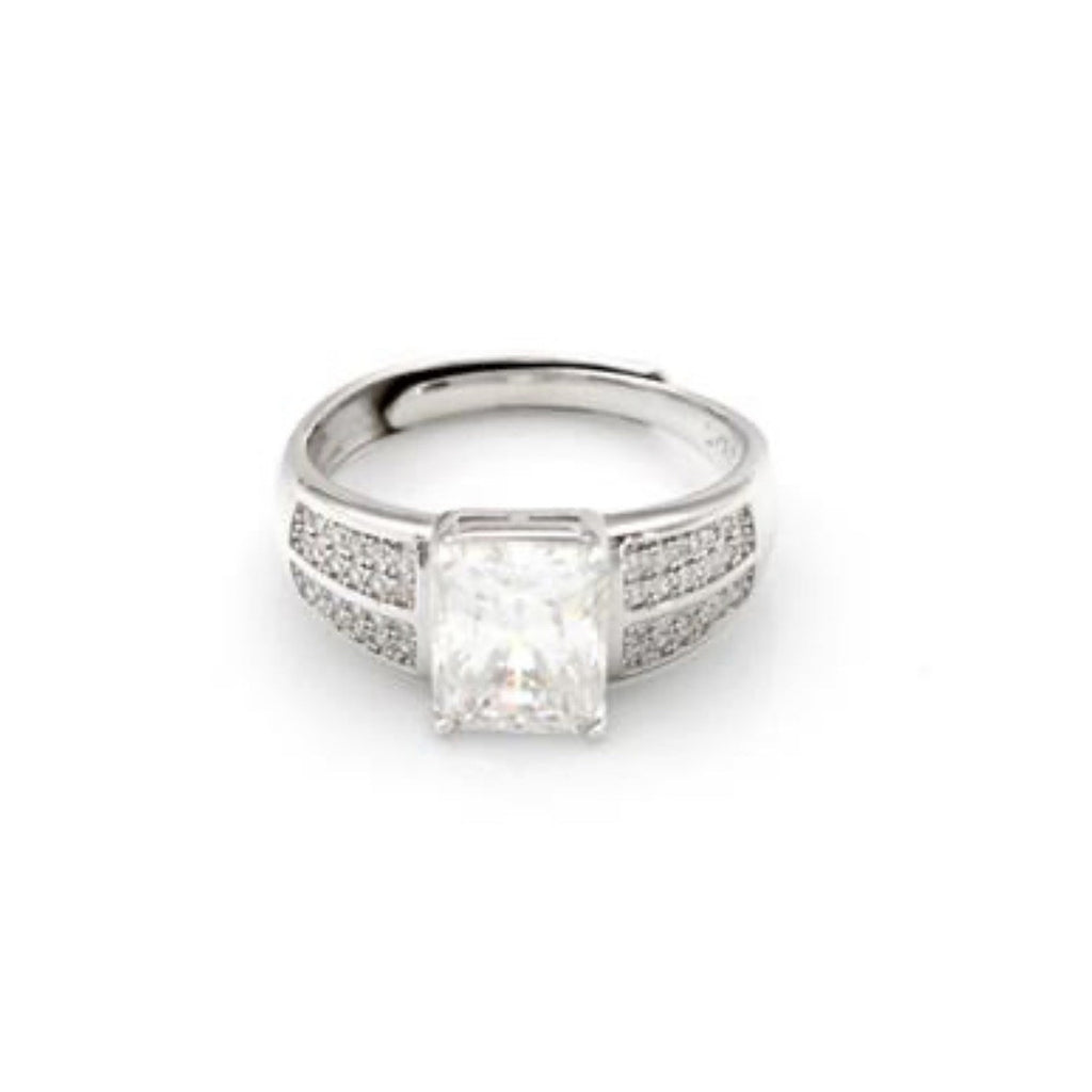 Exquisite Moissanite 925 SterlingSilver Engagement Ring AdjustableSize 3.00 CTW