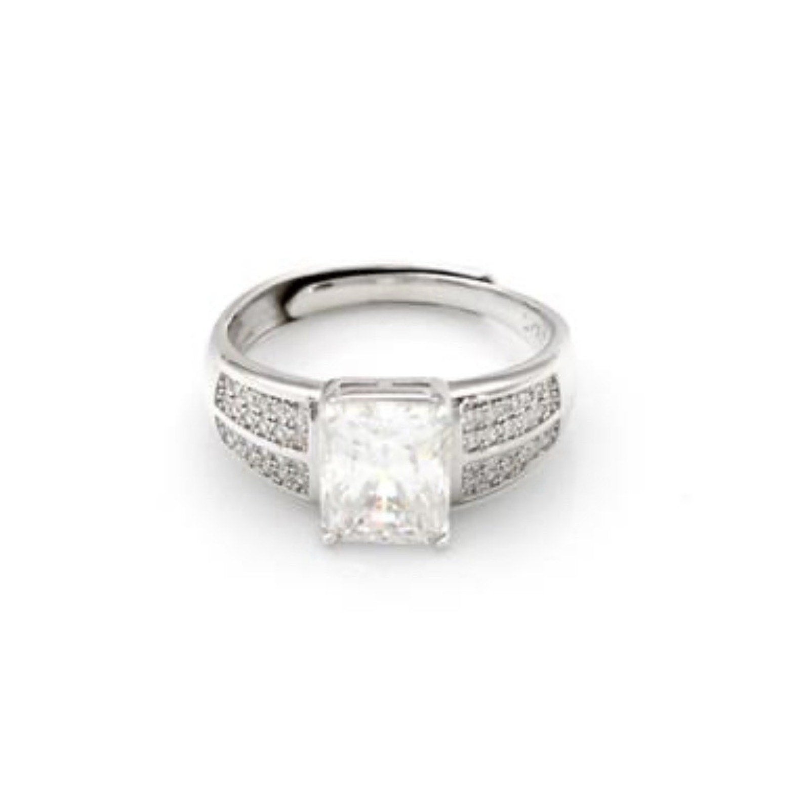 Exquisite Moissanite 925 SterlingSilver Engagement Ring AdjustableSize 3.00 CTW
