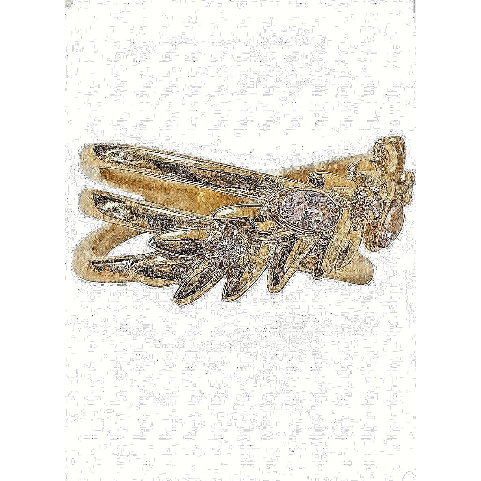 Gold Plated Swarowski Braided Ring for Women Open Size Expandable Adjustable