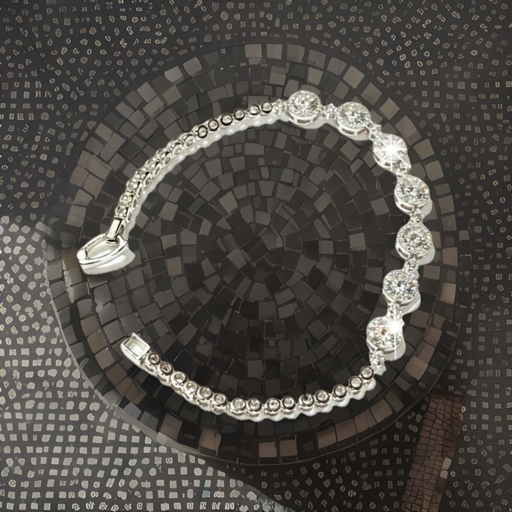 Moissanite Star Flower Women Bracelet Adjustable 925S Silver