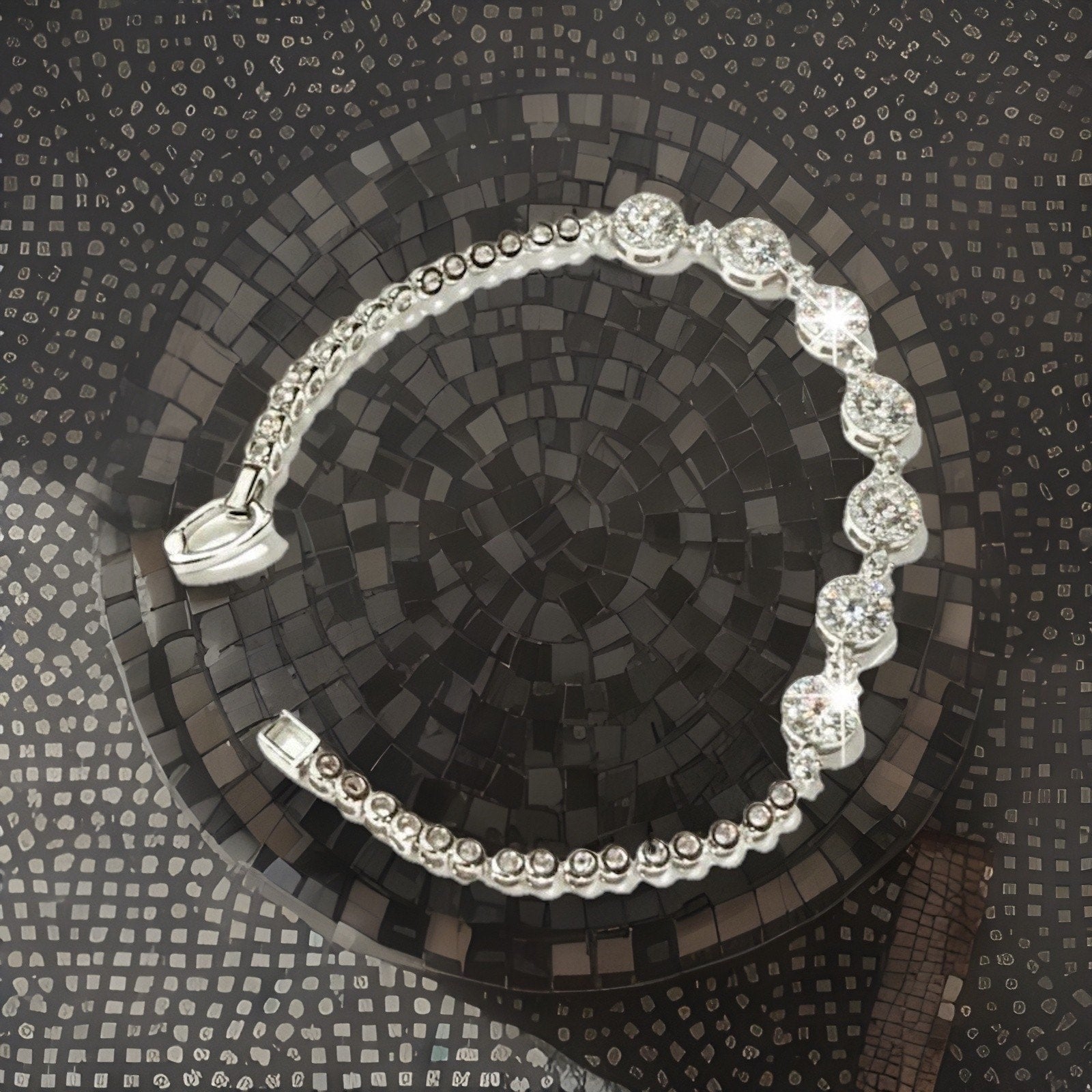 Moissanite Star Flower Women Bracelet Adjustable 925S Silver