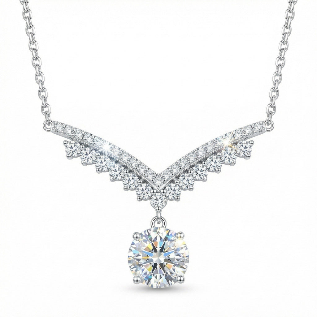 Stunning 2.00CTW Certified Moissanite & 925 Sterling Silver Necklace