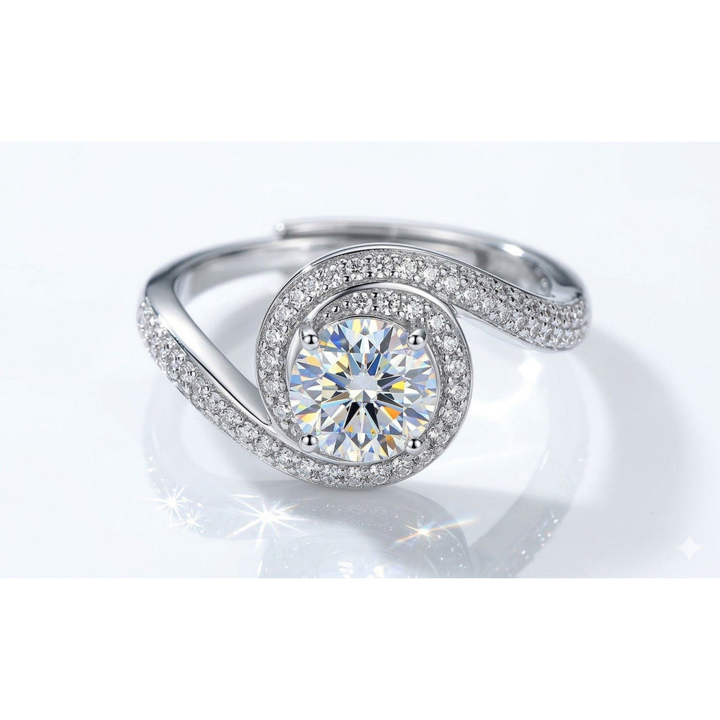 Exquisite 1.00ct Moissanite Center Stone bypass Engagement Ring in 925S Silver