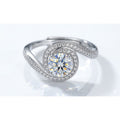 Exquisite 1.00ct Moissanite Center Stone bypass Engagement Ring in 925S Silver