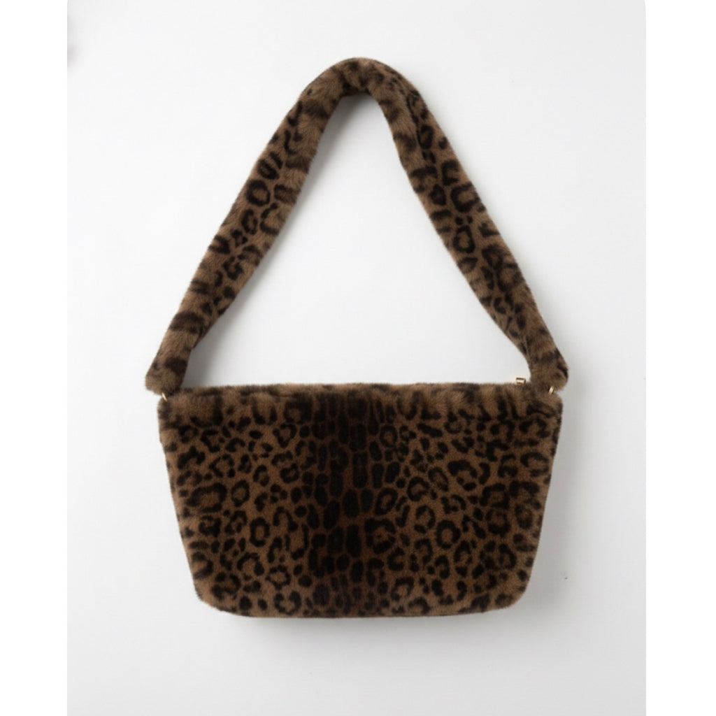 Chic Leopard Print Faux Fur Crossbody Bag | Plush Animal Print Shoulder Purse