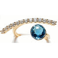 Swarovski Aurora Borealis Pearl Shaped Stone Goldstone Adjustable ring Size 6