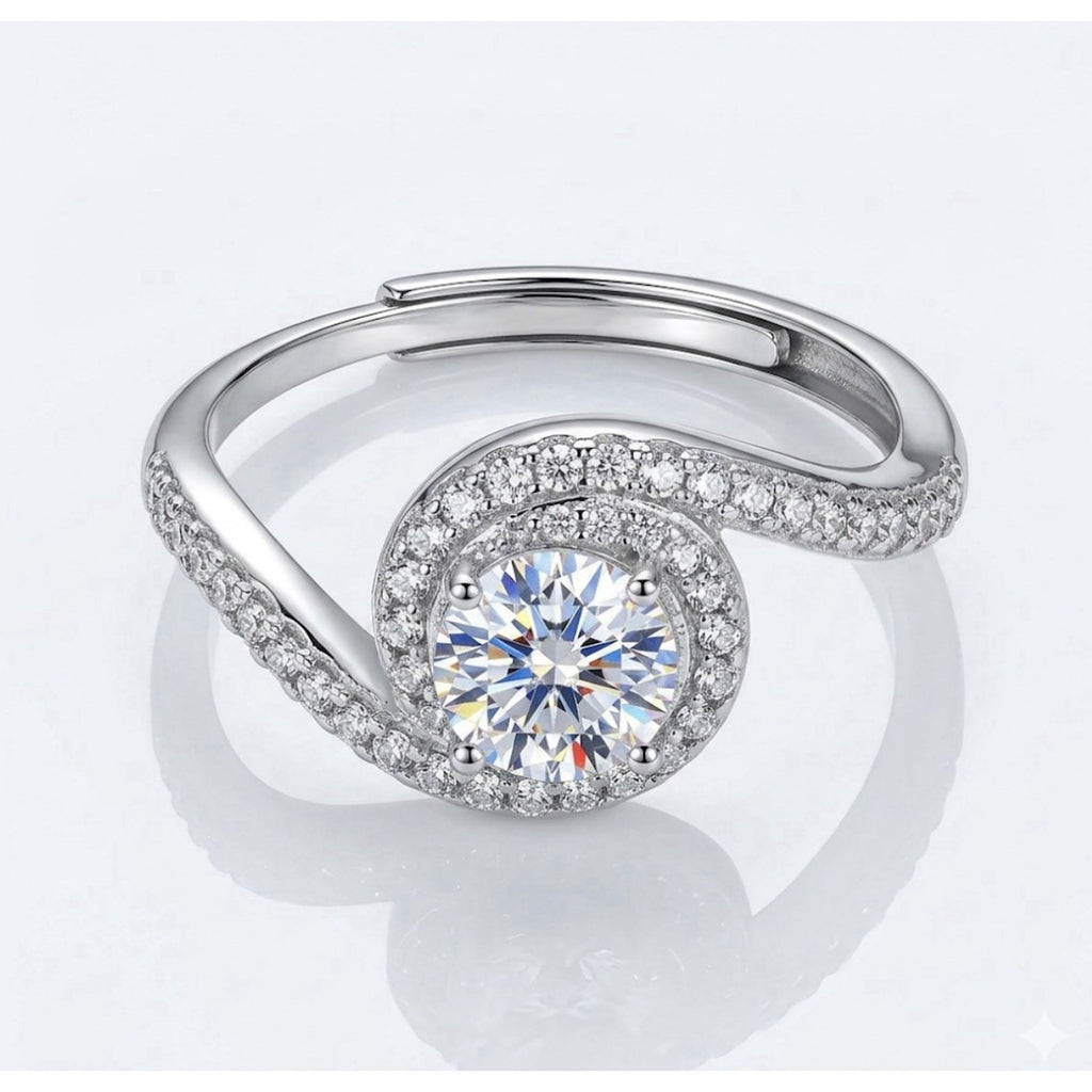 Stunning Moissanite Engagement Ring 925 Sterling Silver 1.00CTW Adjustable size