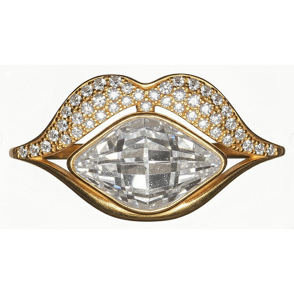 Kissy Kiss Women’s gold plated Swarovski crystal ring for women size 6