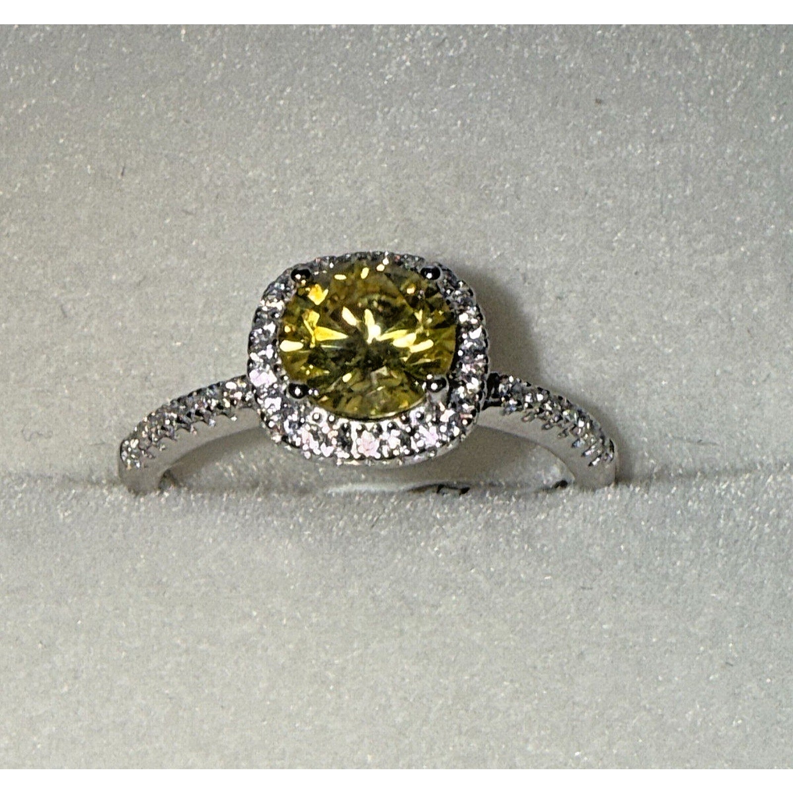 Elegant 1ct Yellow Moissanite Ring Brilliant Round Cut Adjustable 925 Silver