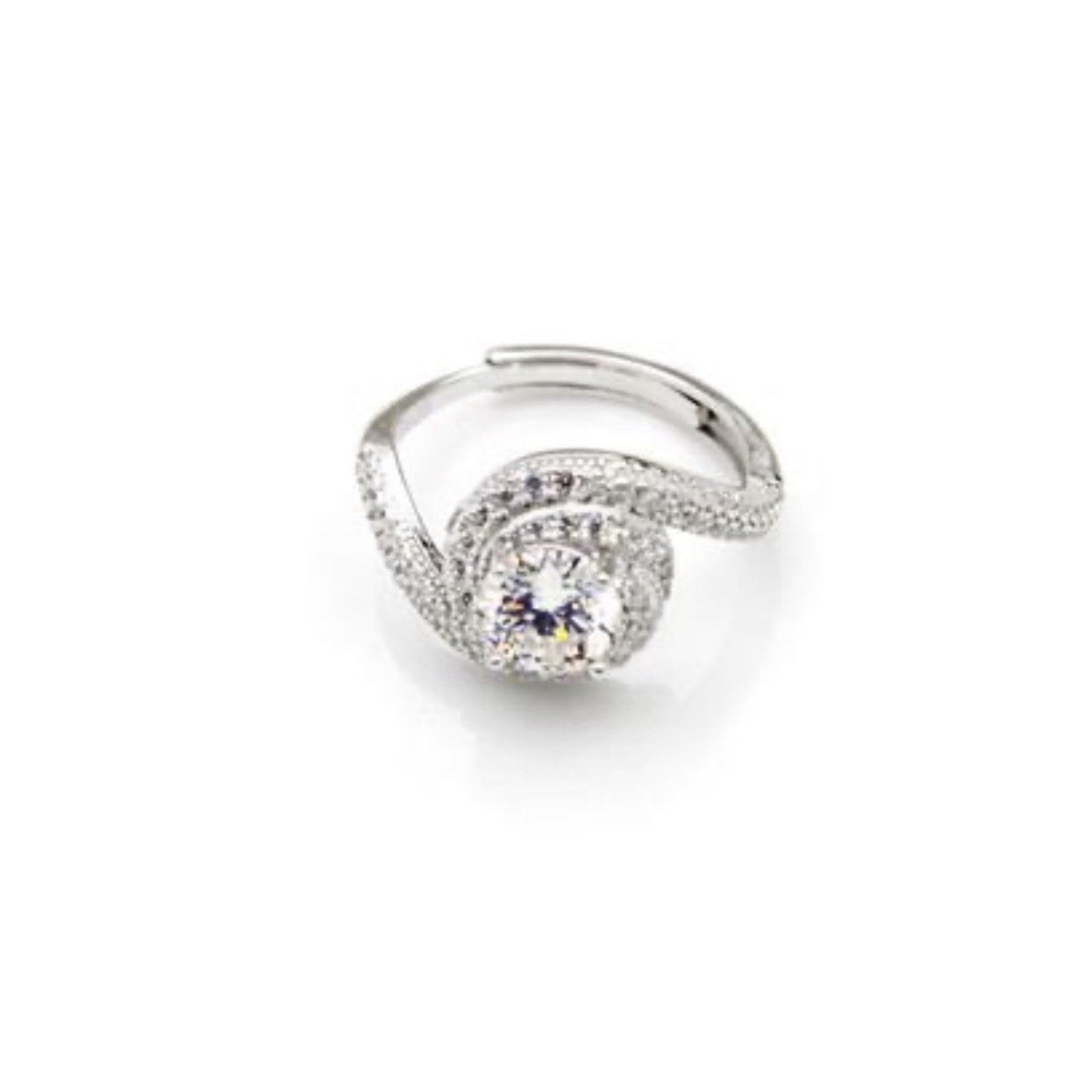 Exquisite 1.00ct Moissanite Center Stone bypass Engagement Ring in 925S Silver