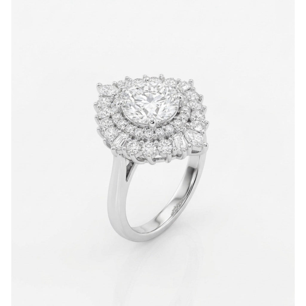 Exquisite Moissanite 925S Silver HaloRing AdjustableSize 1CT