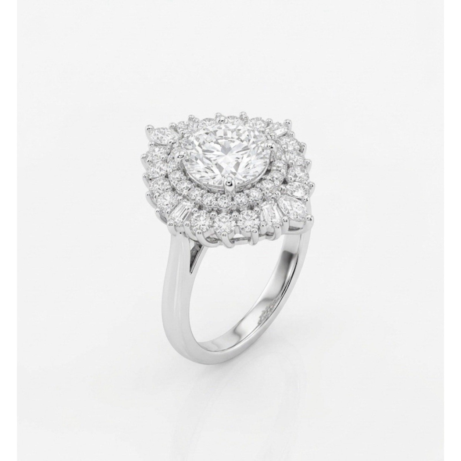 Exquisite Moissanite 925S Silver HaloRing AdjustableSize 1CT