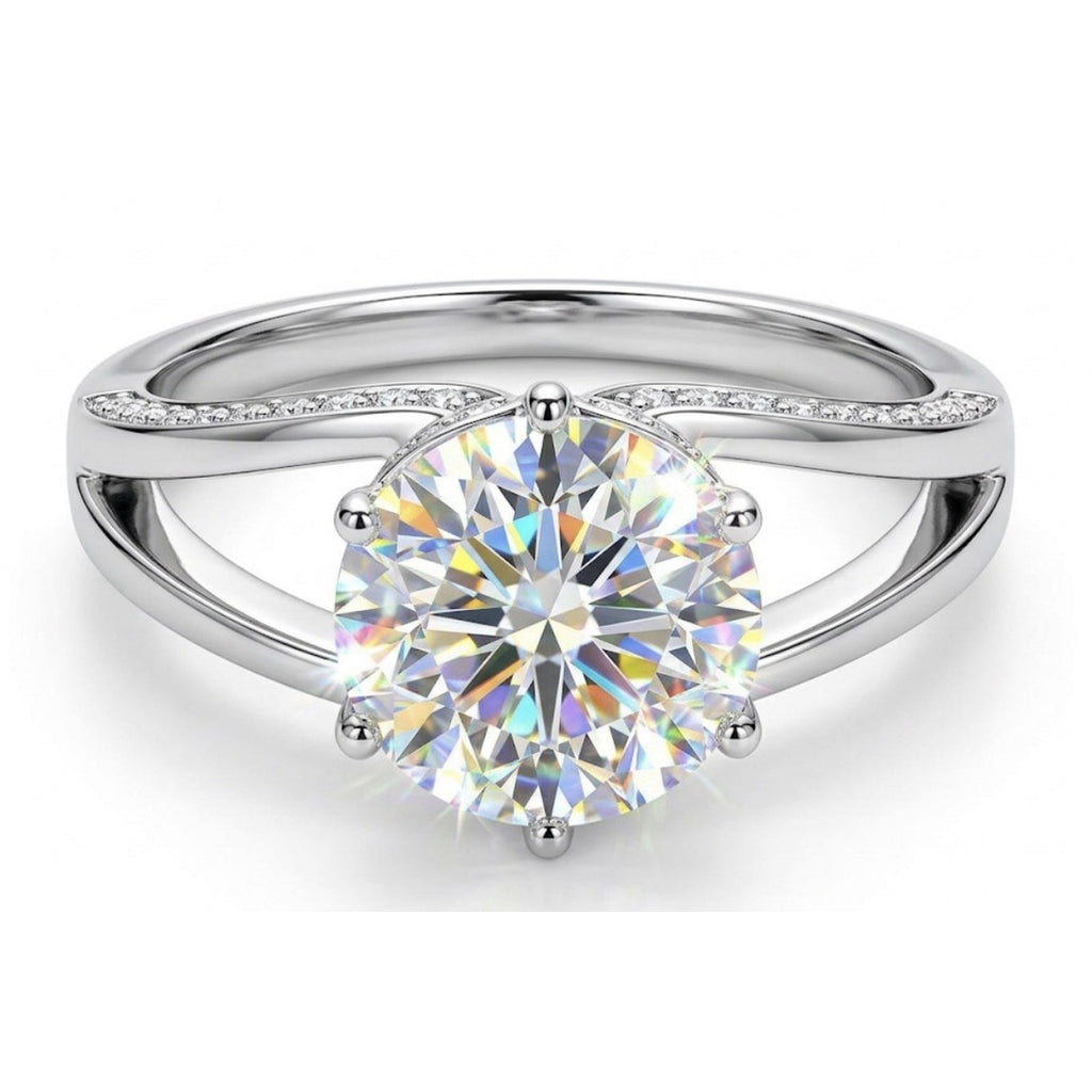 Moissanite Engagement Ring Solitaire 925S Silver 3CT Onesize