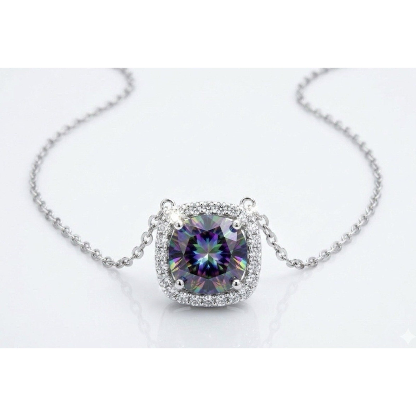 Stunning 1.5ctw Rainbow Certified Moissanite & 925 Sterling Silver Jewelry Set