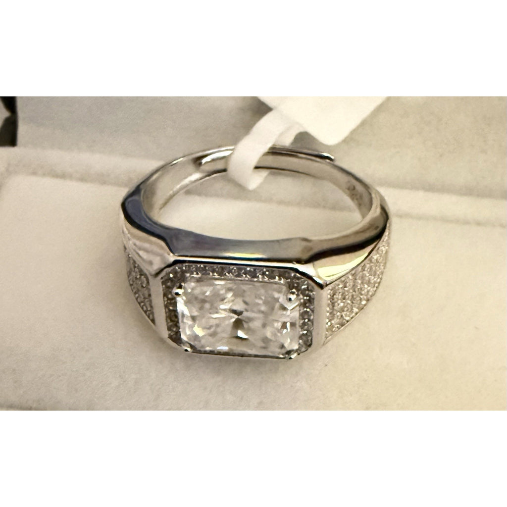 Stunning 3.00ct EmeraldCut Moissanite Men Signet Ring 925 SterlingSilver OneSize