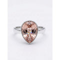 Ladies Silver Rhodium Plated Pear Shaped Purple Swarovski Crystal Ring Size 6.25
