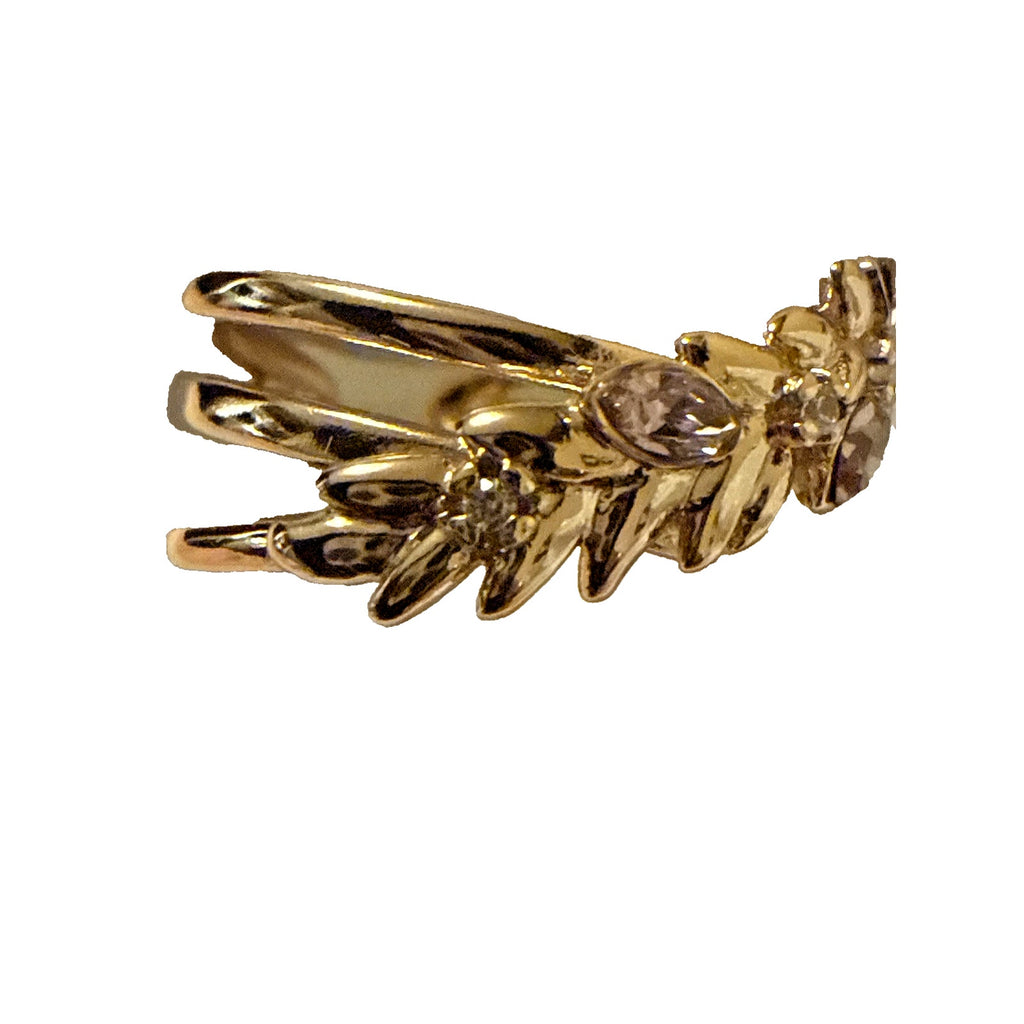 Gold Plated Swarowski Braided Ring for Women Open Size Expandable Adjustable