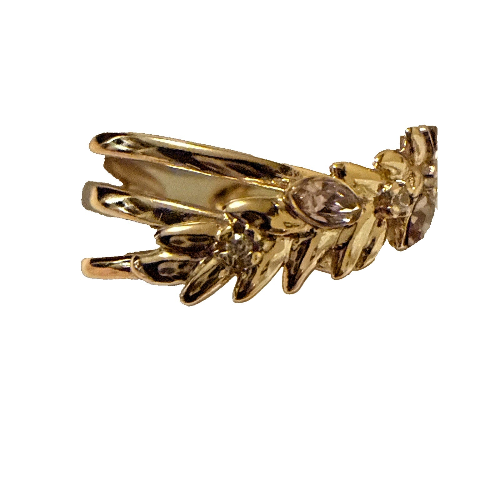 Gold Plated Swarowski Braided Ring for Women Open Size Expandable Adjustable