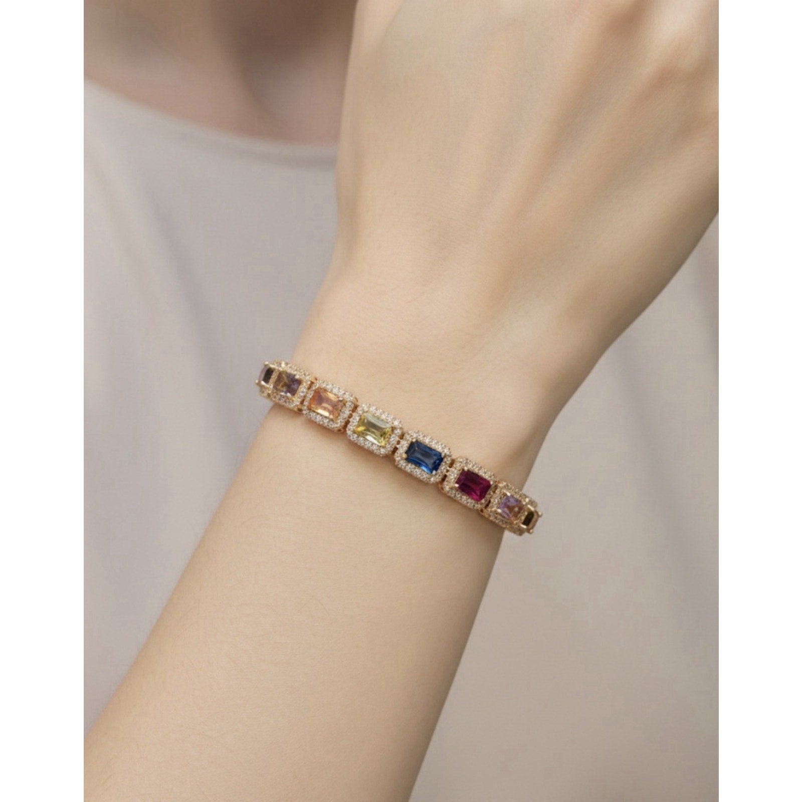 Women’s Silverstone Multi Color Cubic Zirconia Gemstone Bracelet