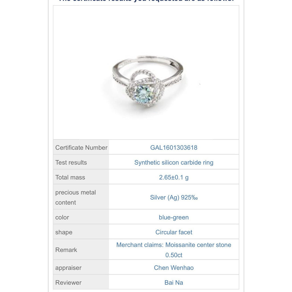 Stunning Moissanite 0.5ctw S925S Silver "Love Knot" Engagement Ring One size