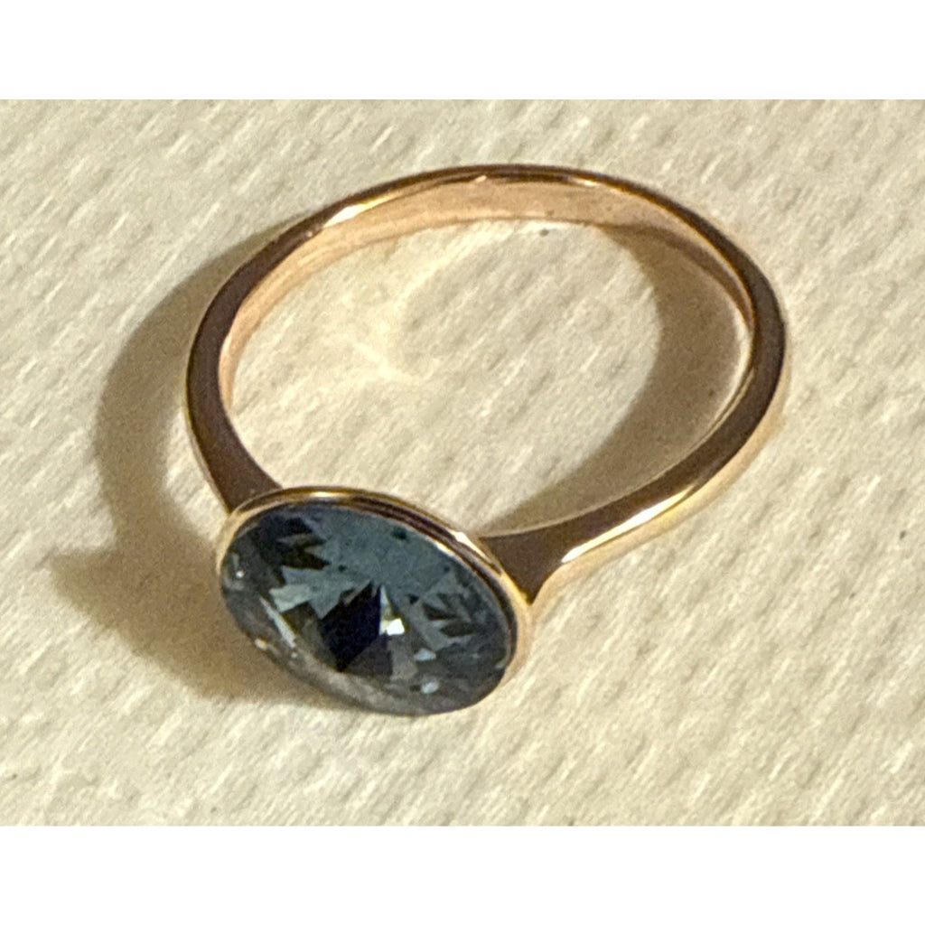 Gorgeous Gold Tone Women’s Swarovski Blue Topaz Ring Size 10