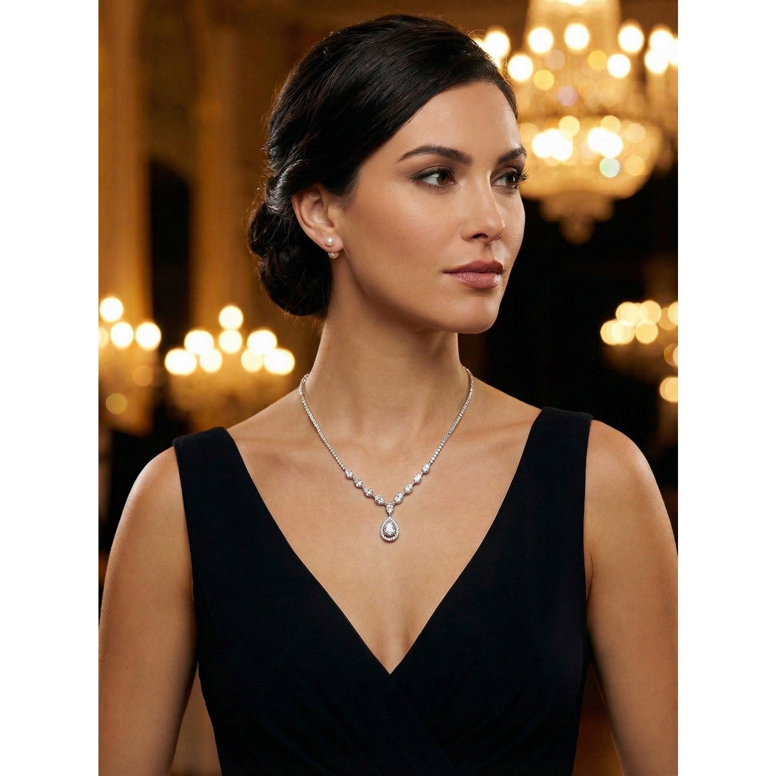 Stunning 2CTW Moissanite & 925 S Silver Teardrop Necklace